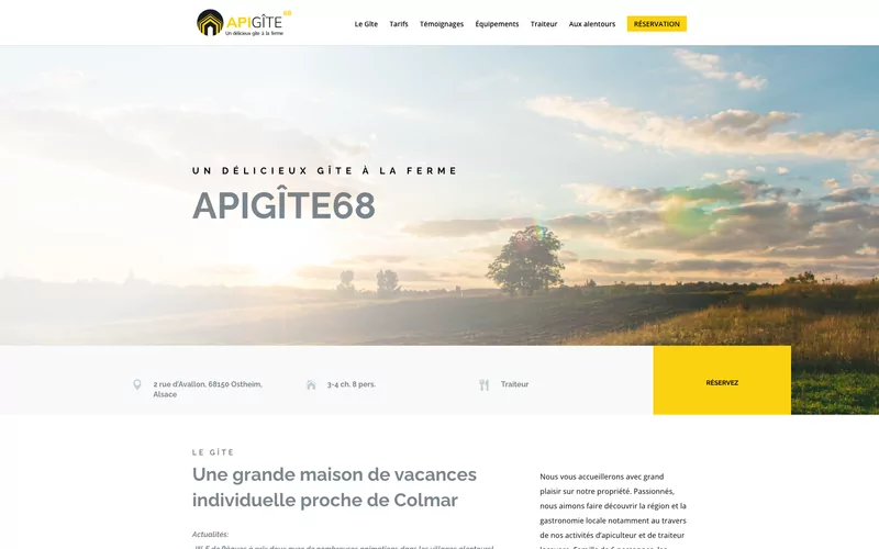 Page d'accueil du site de l'APIGÎTE68, gîte en centre-Alsace