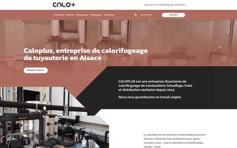Page d'accueil du site de CaloPlus, calorifugeage à Furdenheim