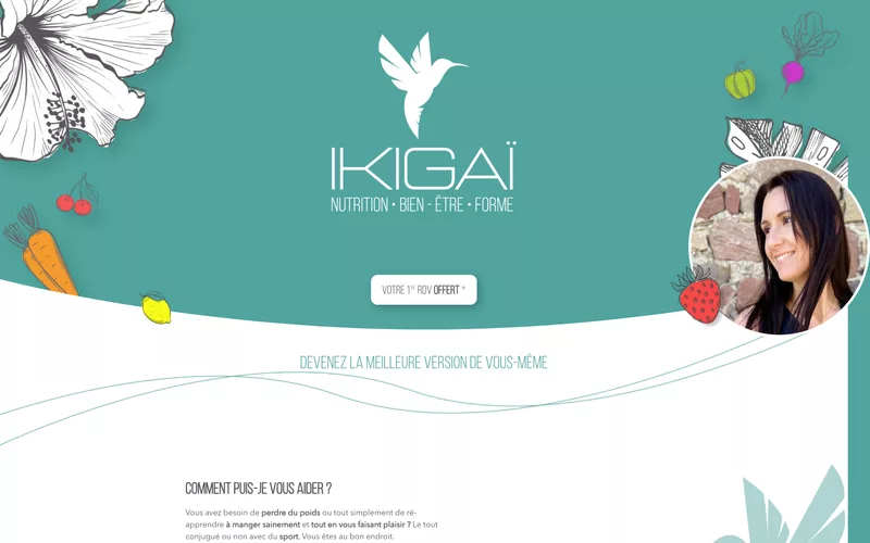 Page d'accueil du site d'Ikigaï, coach bien-être à Ribeauvillé